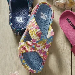 Lukees Spa Day Slide by Muk Luks with Tropical Print