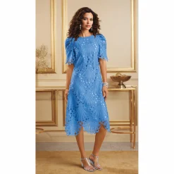 Malisa Allover Lace Women's Dress with Scallop Edging