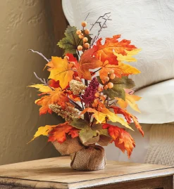Maple Leaf Arrangement in Weighted Burlap Base