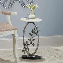 Marble Bird Accent Table