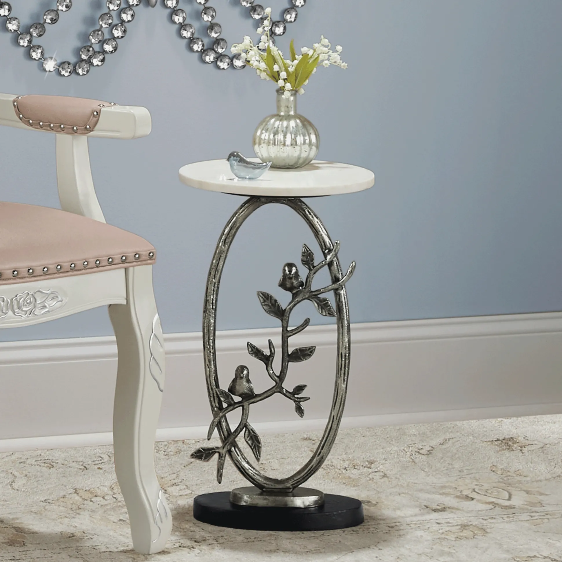 Marble Bird Accent Table