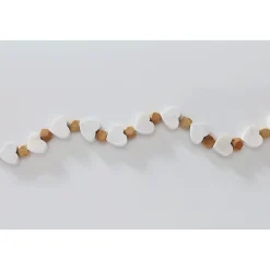 Marble Heart and Wood Bead Garland
