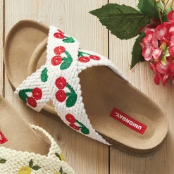 Maryann Crocheted Slide with Embroidered Fruit Accents