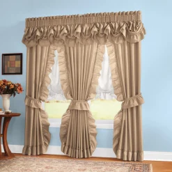 Mayfair Romantic Priscilla Ruffled Semi-Sheer Panel Pair with Tieback