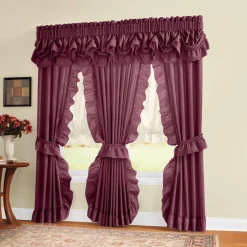 Mayfair Romantic Priscilla Ruffled Semi-Sheer Panel Pair with Tieback