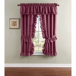 Mayfair Romantic Priscilla Ruffled Semi-Sheer Panel Pair with Tieback