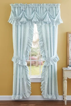 Mayfair Romantic Priscilla Ruffled Semi-Sheer Panel Pair with Tieback