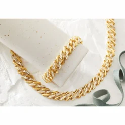Men's Crystal Link Necklace & Bracelet Set