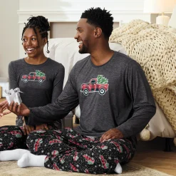 Men's Family Christmas Holiday PJ Set in Soft, Stretchy Jersey Knit