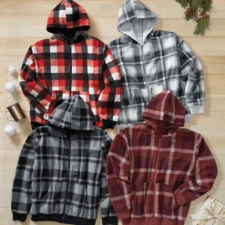 Men's Fleece Reversible Hoodie with Front Zipper and Kangaroo Pocket