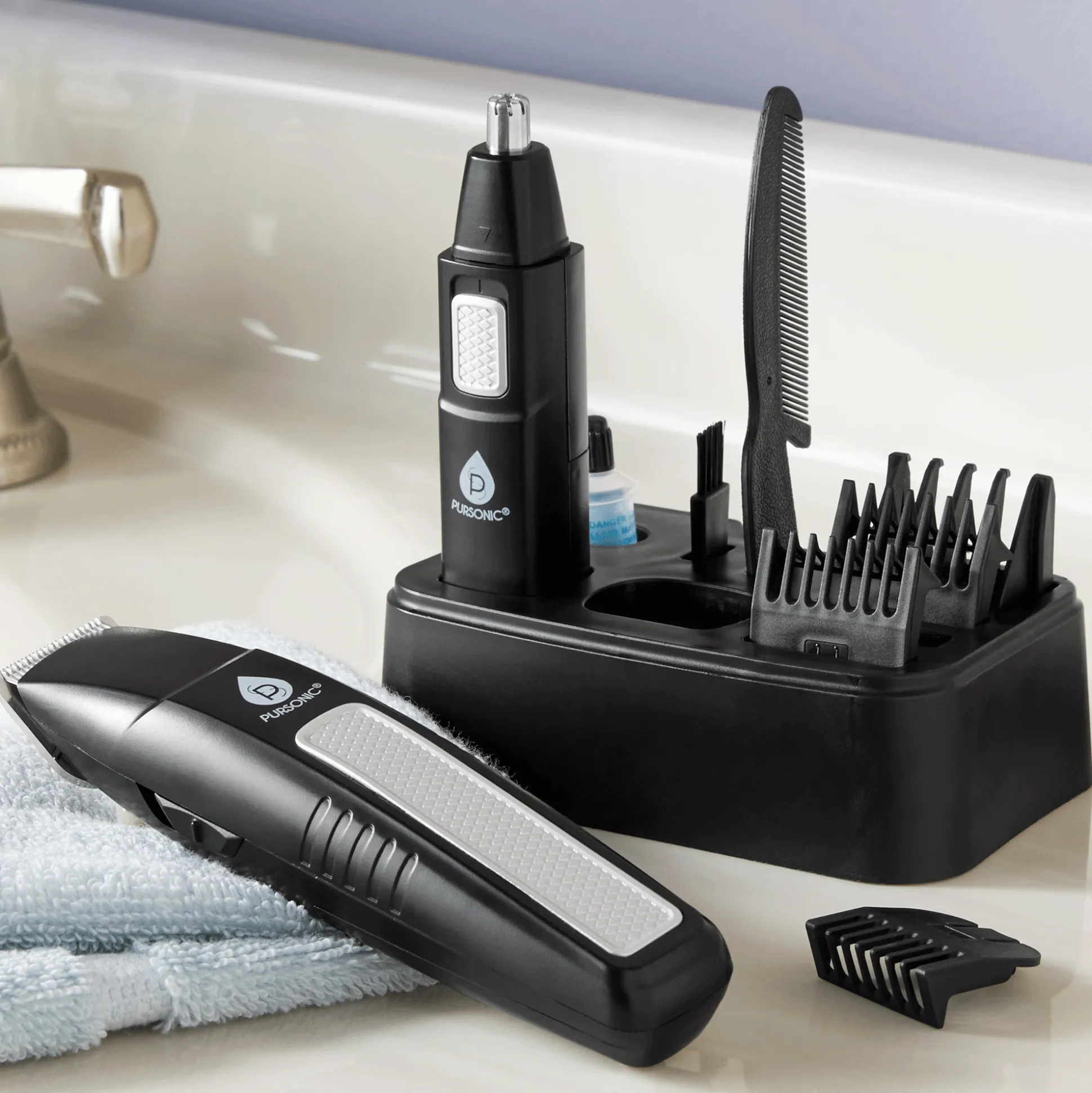 Men's Grooming Kit with Stand