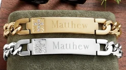 Men's Name Stainless Steel Cubic Zirconia Bracelet