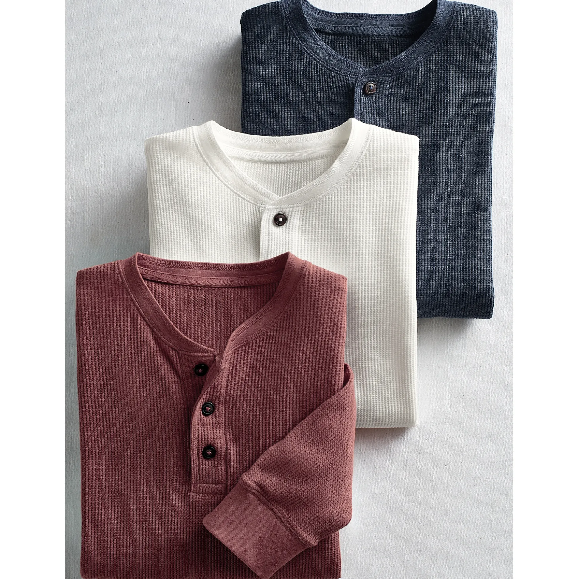Men's 3-Pack Cotton-Blend Thermal Henleys