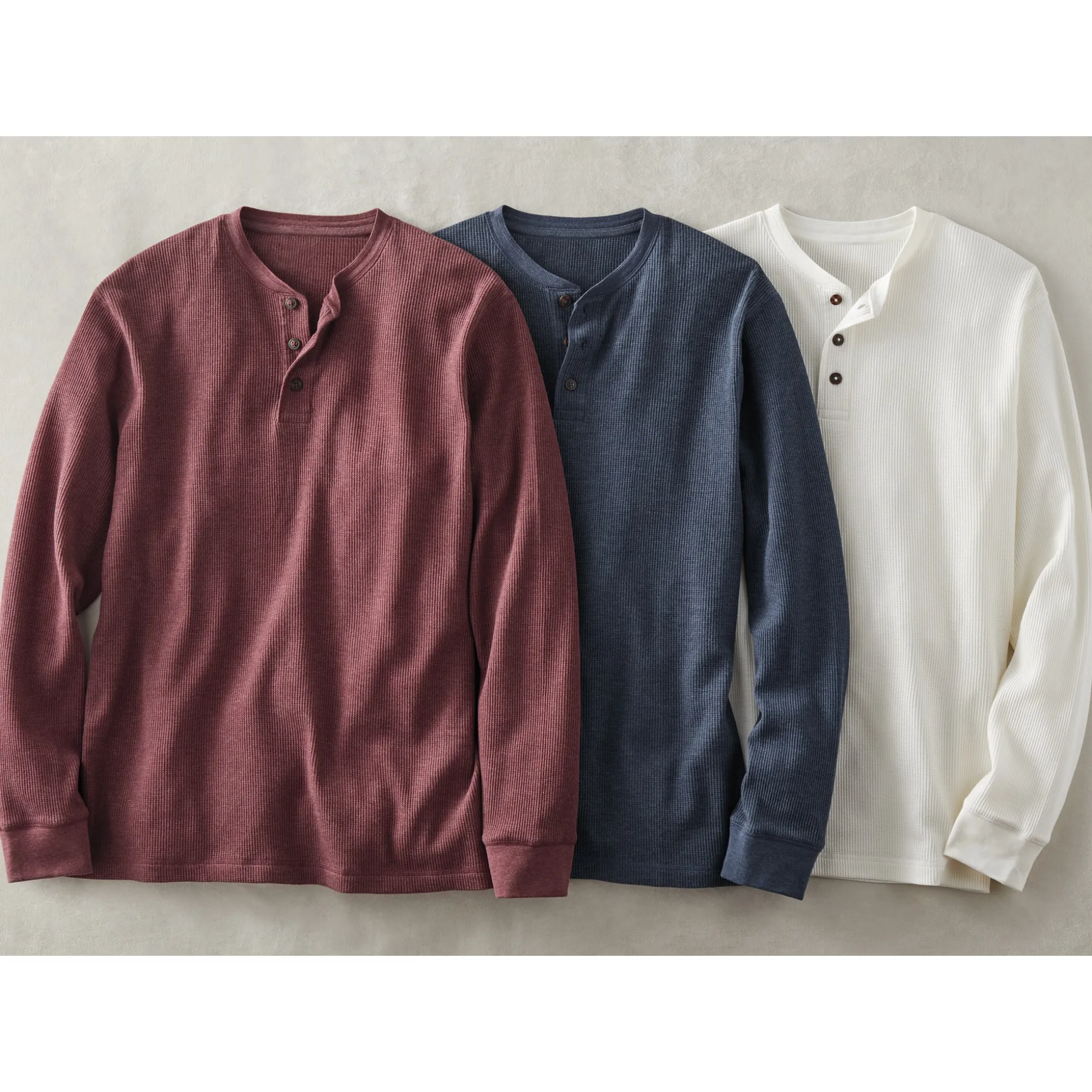 Men's 3-Pack Cotton-Blend Thermal Henleys