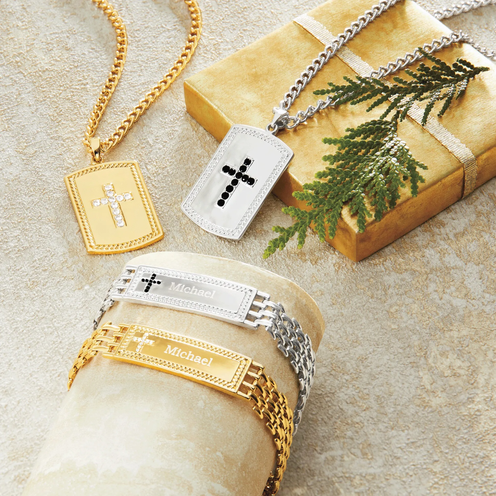 Men’s Personalized Cubic Zirconia Cross Jewelry