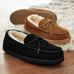 Men's Suede Moccasin with Faux-Fur Lining