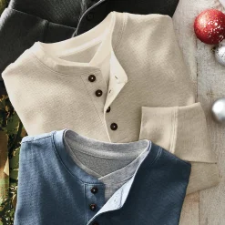 Men's Thermal Cotton-Blend Henley