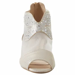 Mesh & Bling Women's Shootie with Silvery Accents, Beads & Sequins & 1.5” Heel