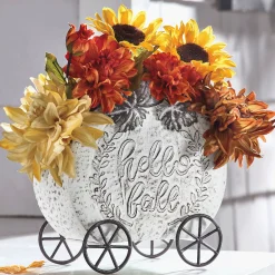 Metal Hello Fall Pumpkin Planter