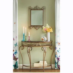Metal Leaf Console Table and Mirror
