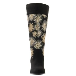 Midnight Velvet Embroidered Fireworks & Sequins Suede-Look Boot for Women
