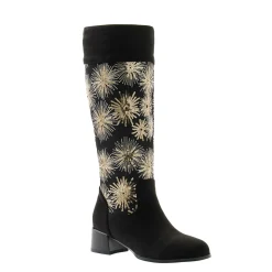 Midnight Velvet Embroidered Fireworks & Sequins Suede-Look Boot for Women