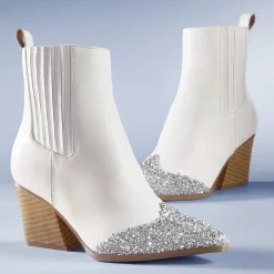 Midnight Velvet Glitter-Toe Cowgirl Bootie