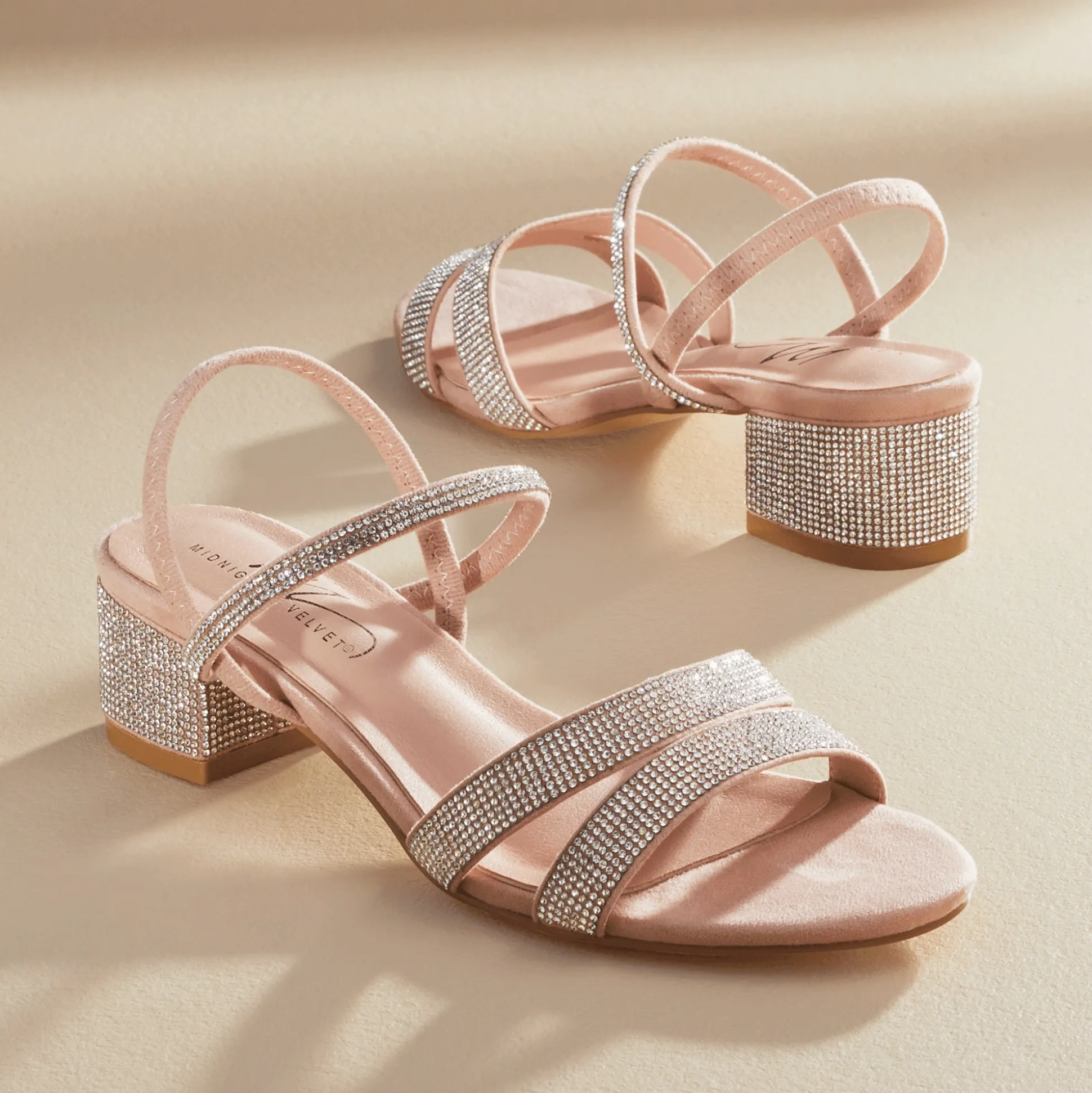 Midnight Velvet Rhinestone Ankle-Strap Sandal