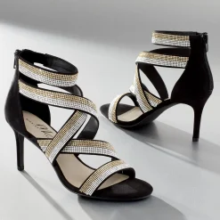 Midnight Velvet Rhinestone Crisscross Sandal