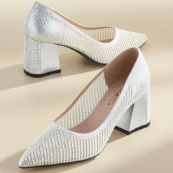 Midnight Velvet Rhinestone Stripe Pump