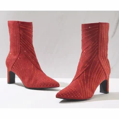 Midnight Velvet Rhinestone-Trimmed Bootie