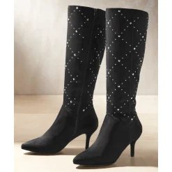Midnight Velvet Tall Studded Boot