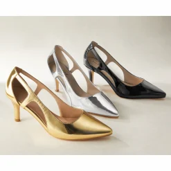Midnight Velvet Women's Metallic Pump with Cutouts