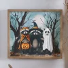 Moonlight Mischief-Makers Raccoon Trick-or-Treaters Halloween Wall Art