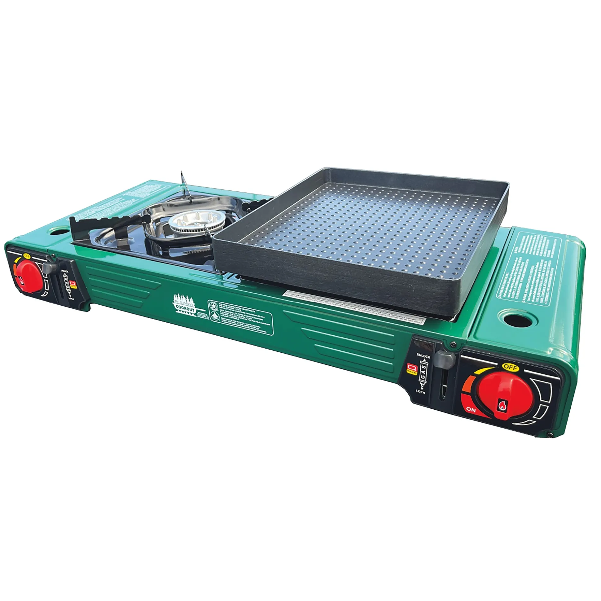 Mr. Outdoors 2-in-1 Double Butane Stove with Griddle
