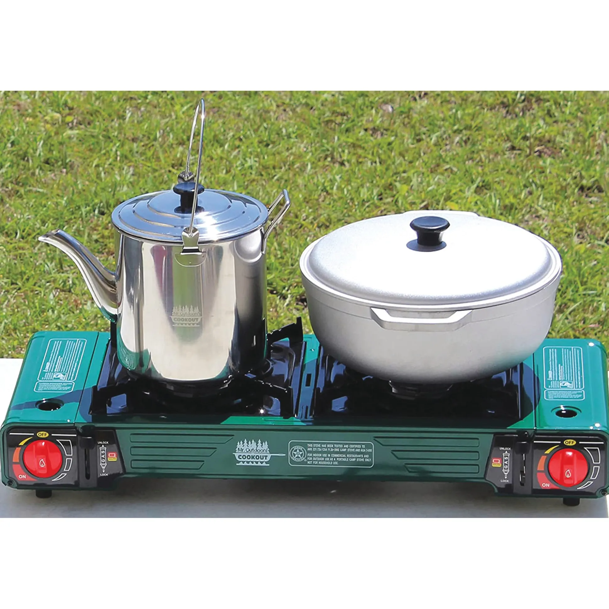 Mr. Outdoors 2-in-1 Double Butane Stove with Griddle