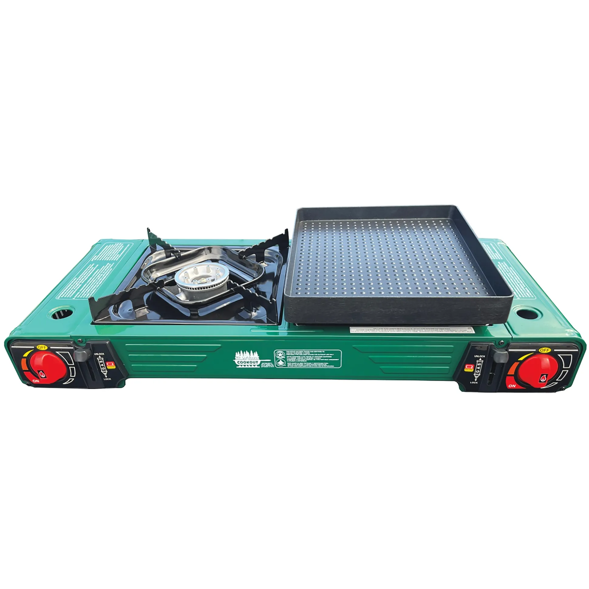 Mr. Outdoors 2-in-1 Double Butane Stove with Griddle