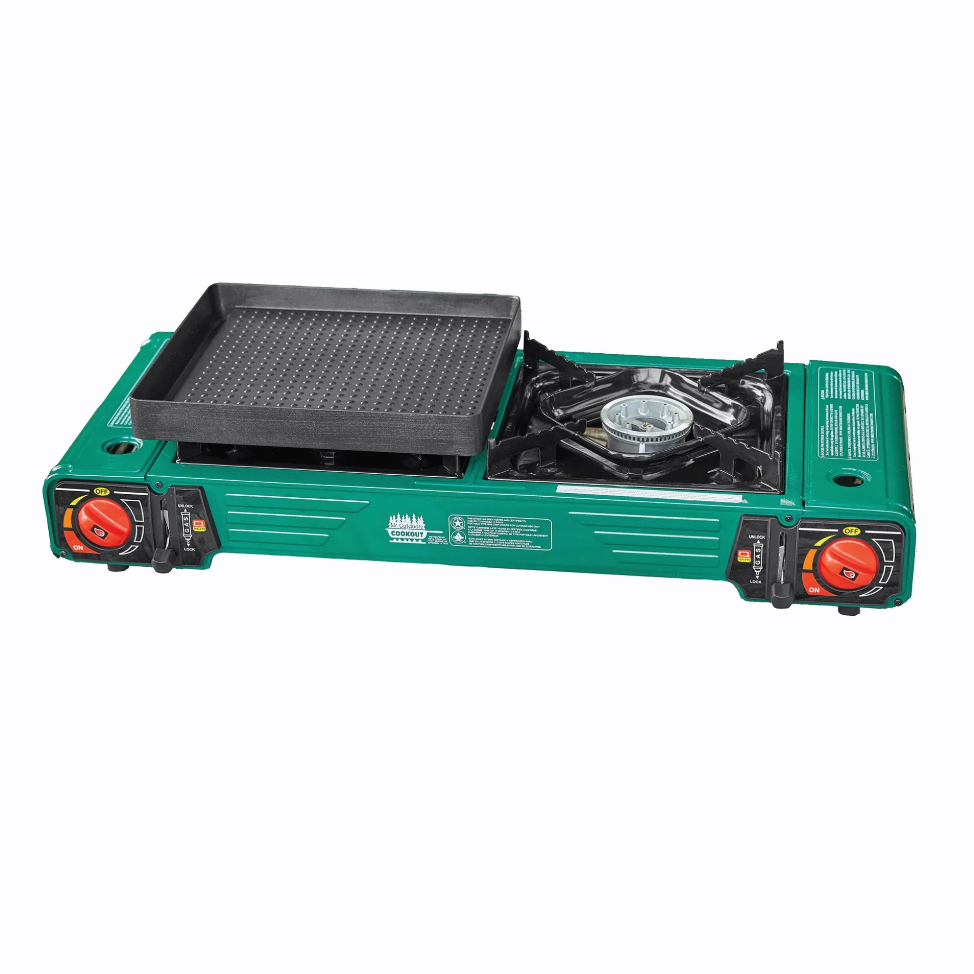 Mr. Outdoors 2-in-1 Double Butane Stove with Griddle