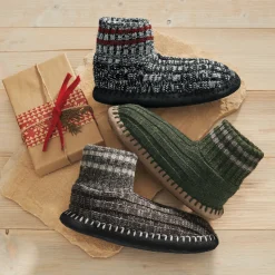 MUK LUKS Cuff Sweater-Knit Slipper Bootie for Women