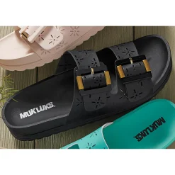 Muk Luks Grand Cayman Slide with Floral Cutouts and Arch Support