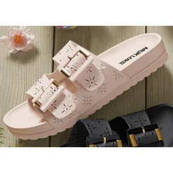 Muk Luks Grand Cayman Slide with Floral Cutouts and Arch Support