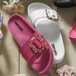 Muk Luks Grand Colette Slide with Beading and Adjustable Buckle