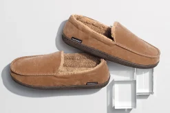 MUK LUKS Men's Suede-Look Moccasin with Faux-Fur Lining