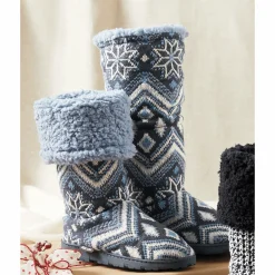 MUK LUKS Tabbi Fold-Over Slipper Boot with Faux-Fur Lining