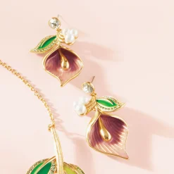 Multicolor Crystal & Faux-Pearl Enamel Floral Jewelry