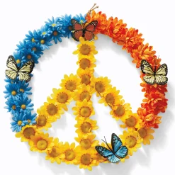 Multicolored Floral Peace Sign Wreath