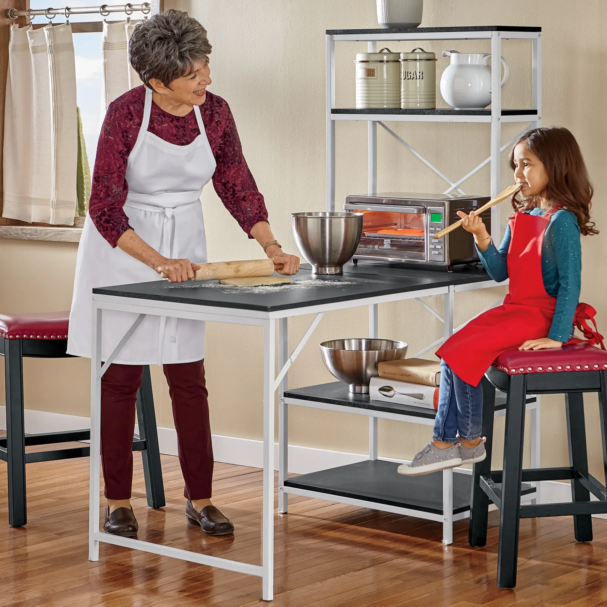Multifunction Shelving Rack with Folding Table