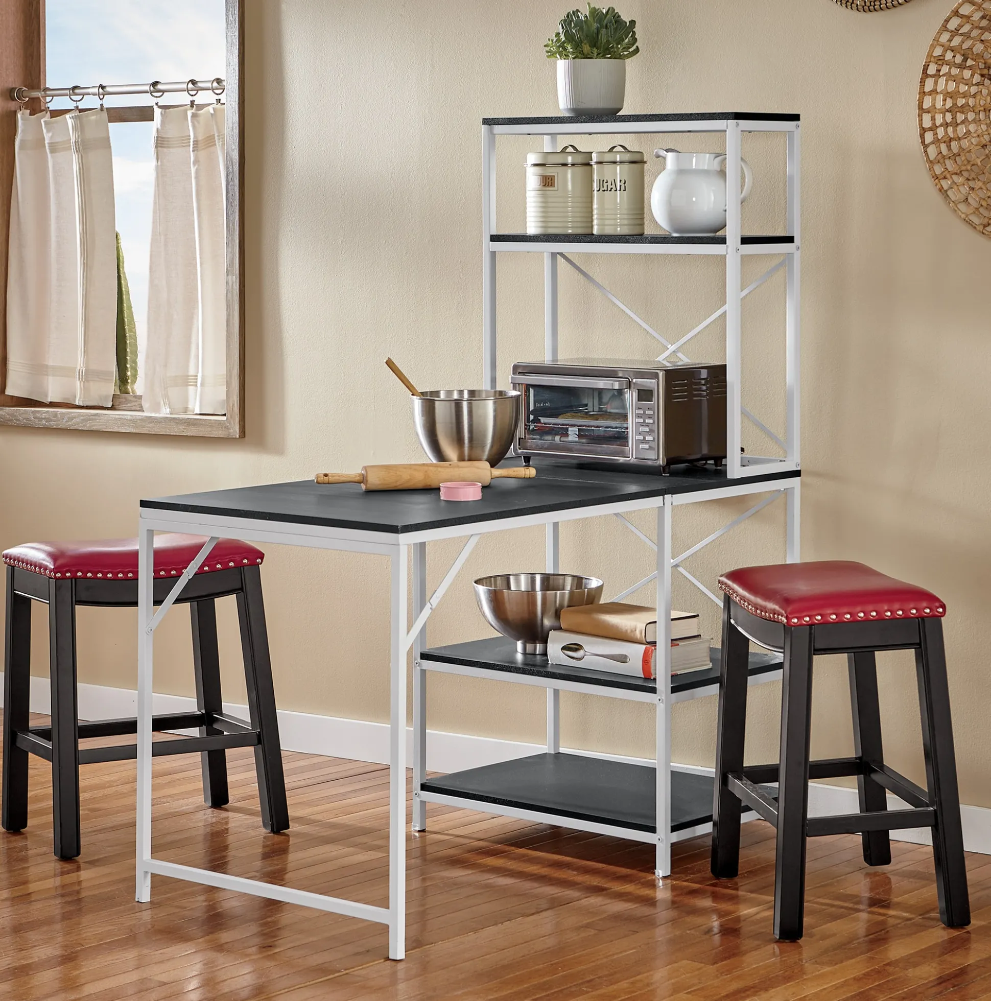 Multifunction Shelving Rack with Folding Table