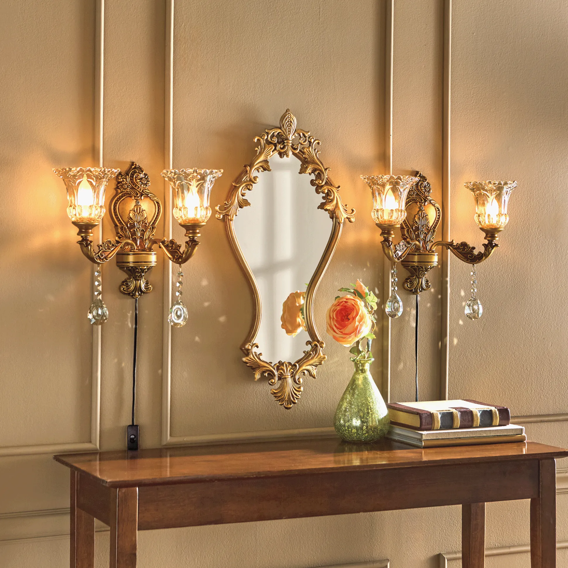 Ophelia Ornate Wall Mirror with Goldtone Frame