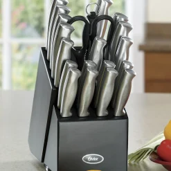 Oster 22-Piece Baldwyn Knife Block Set with Stainless Steel Cutlery
